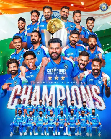 India edge New Zealand to win the Champions Trophy 2025